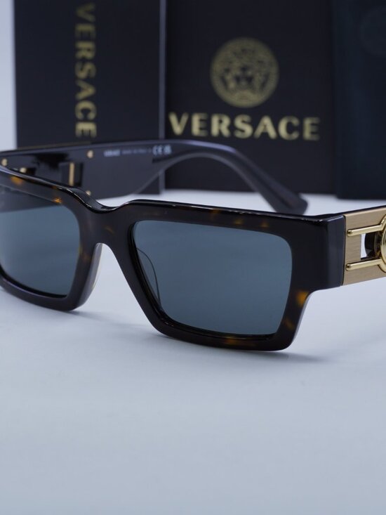 Versace VE4459 108/87 Unisex Rectangle Sunglasses – Havana / Dark Grey main image 11